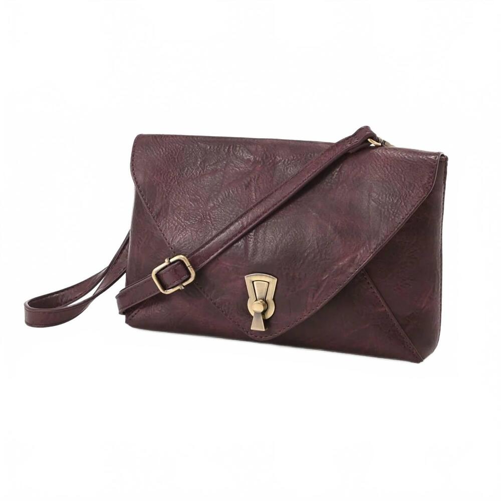 NEW JOY SUSAN women's claudia keyhole turnlock convertible envelope bag in auber